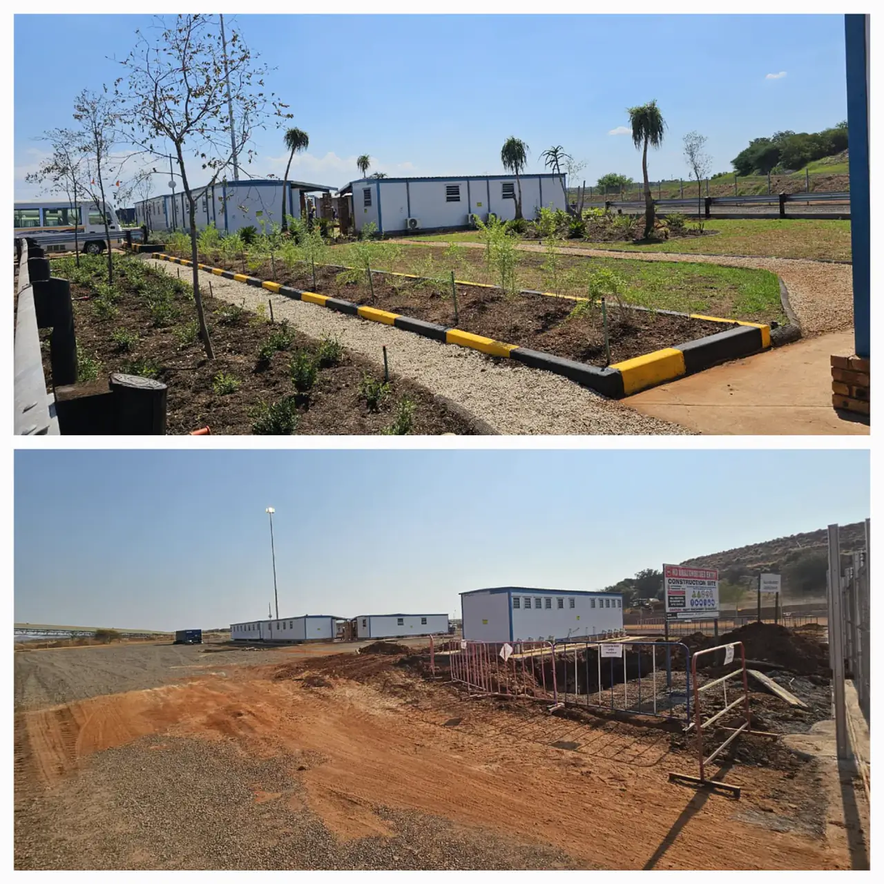 Trees and landscape structure between buildings